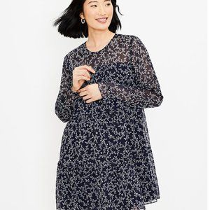 LOFT Floral Ruffle Tiered Swing Dress XS